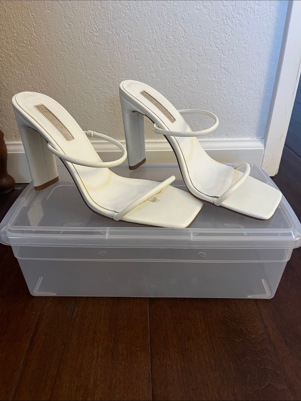 Billini White Strappy Block-Heel Sandals for Women Size 8